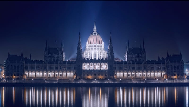 Blue Hungarian Parliament Building, HD wallpaper
