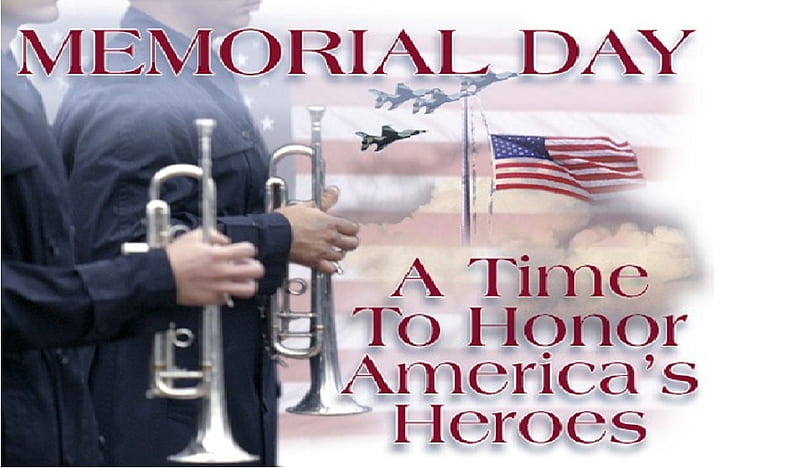 Time to Honor American Heroes, bugle, memorial day, soldiers, flag, HD wallpaper