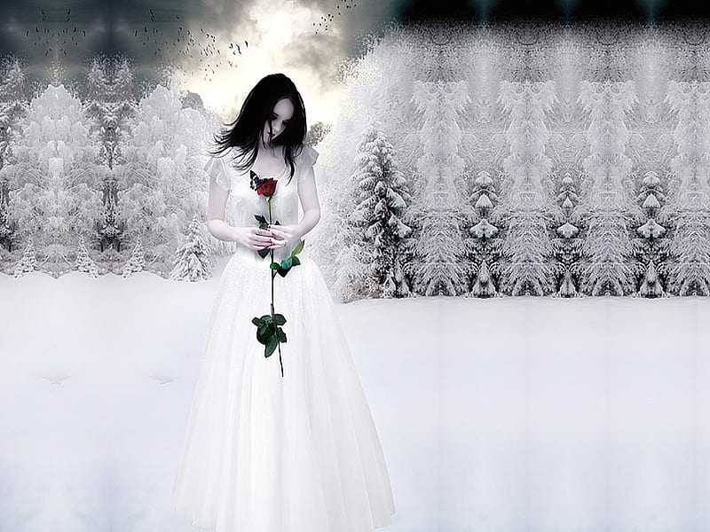 Dead winter, flower, gothic, girl, winter, HD wallpaper | Peakpx