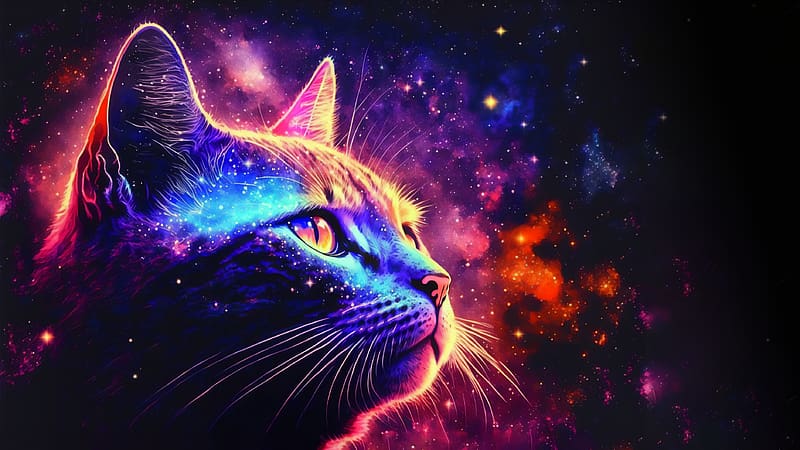 Nebula Cat AI Art, galaxies, cats, space, nebula, digital art, HD ...