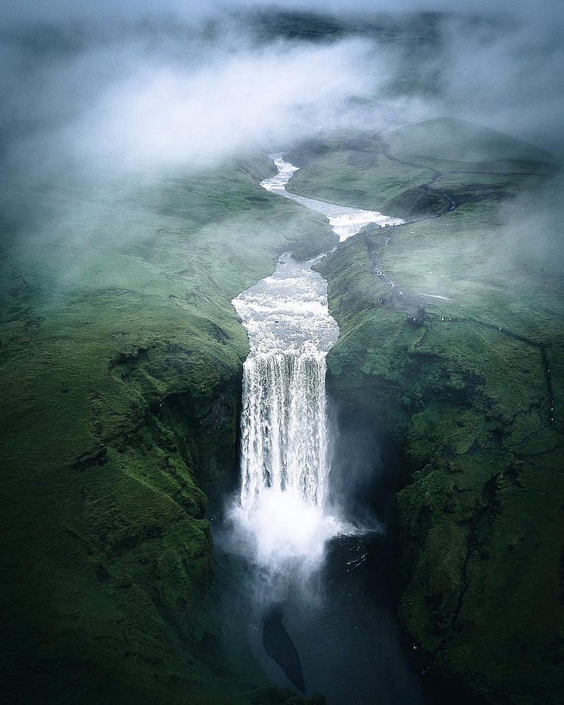 landscape, waterfall, nature, mist, HD phone wallpaper