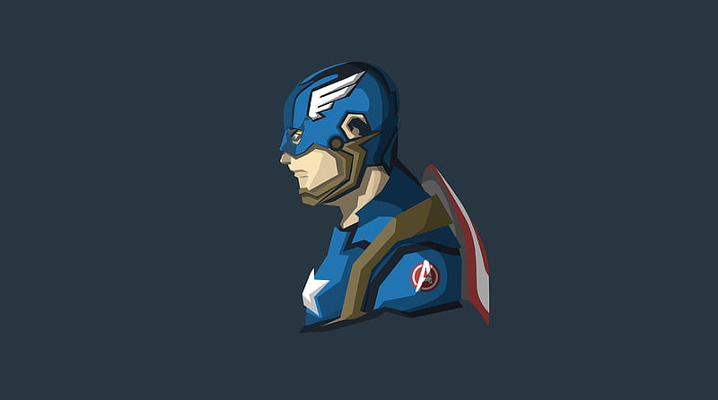 Captain America Minimalism, captain-america, artwork, artstation, artist, superheroes, minimalism, HD wallpaper