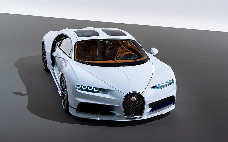 Bugatti Chiron supercars, 2018 cars, hypercars, Bugatti, white Chiron, HD wallpaper