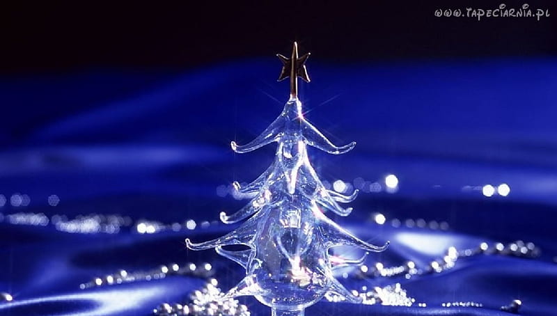 glass Christmas tree, chrystmas, beads, white, blue, winter, star, HD wallpaper