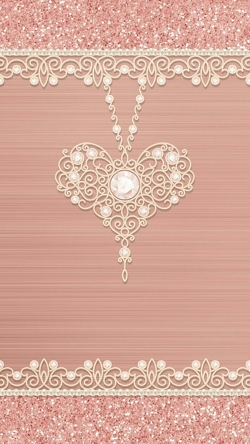 lace heart, cute, love, pink, sparkle, HD phone wallpaper