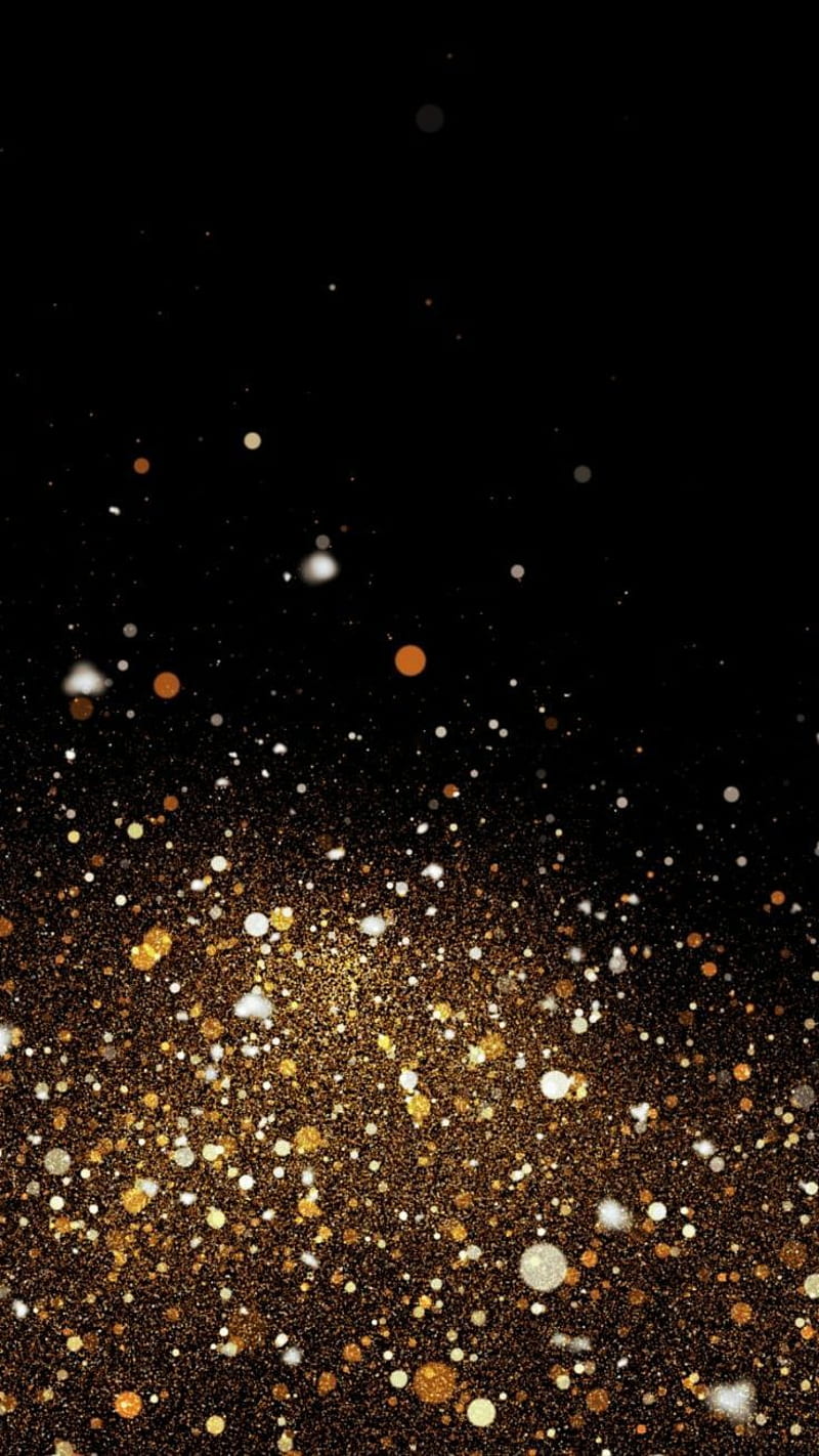 Glitter, black, edge, gold, shiny, stars, HD phone wallpaper