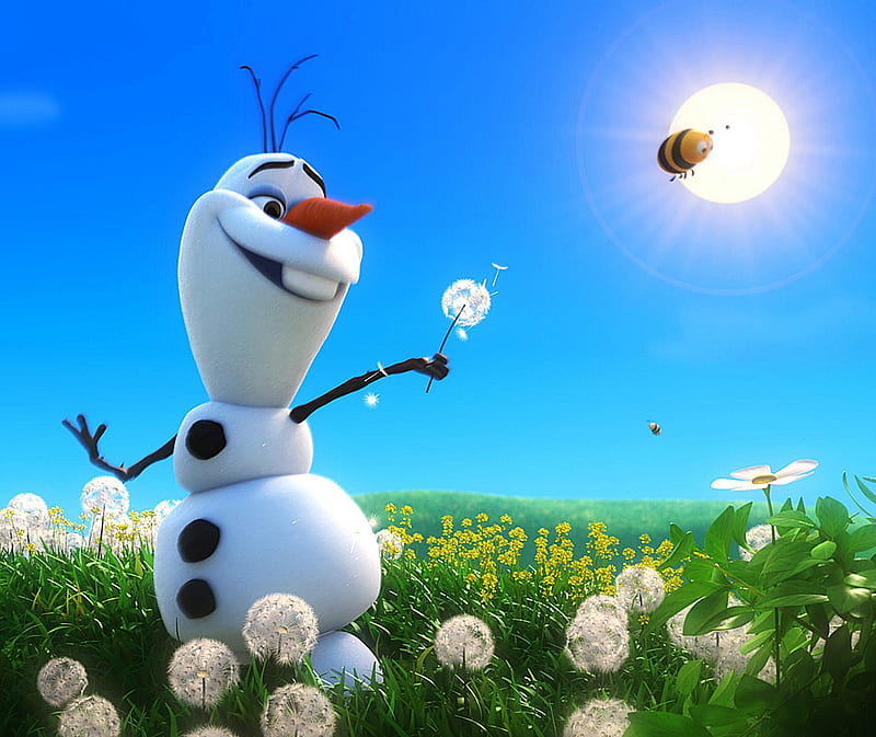 snowman olaf, frozen, snow, sven, winter, HD wallpaper