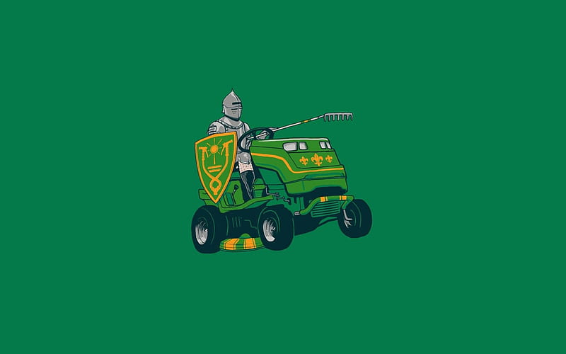 Knight on Lawnmower, lawnmower, abstract, knight, mower, HD wallpaper