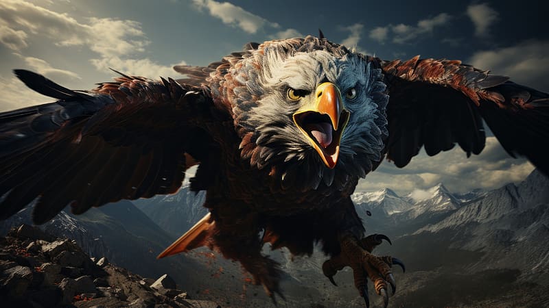 eagle, flying, user avatar, HD wallpaper