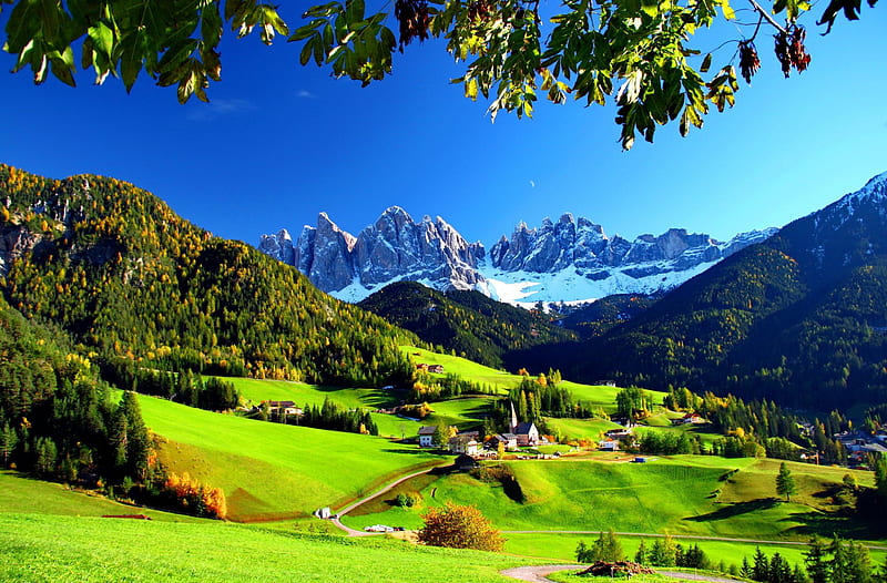 A village in Alps, europe, summer, beauty, village, nature, alps, field,  valley, HD wallpaper | Peakpx