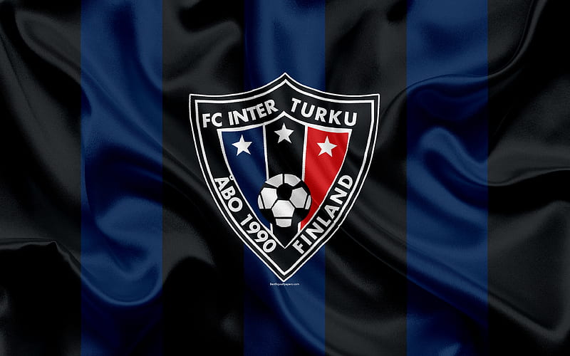FC Inter Turku Finnish football club, emblem, logo, Finnish football championship, Turku, Finland, football, silk texture, HD wallpaper