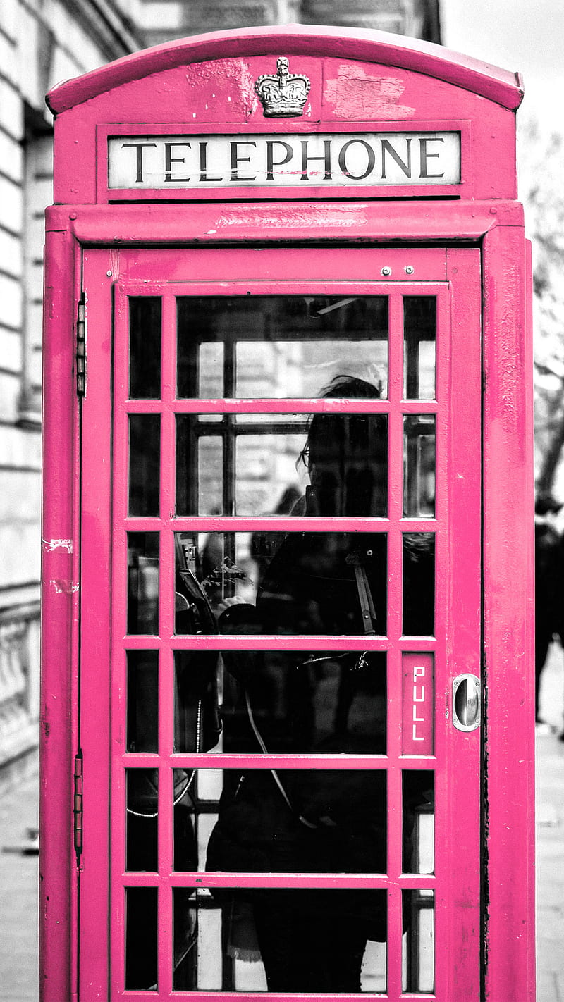 Pink Telephone Box, england, great britain, london, retro, telephone booth, telephone box, uk, united kingdom, vintage, HD phone wallpaper