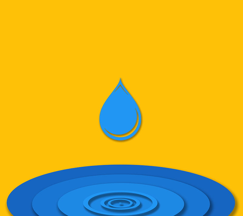 Blue Material Drop, abstract, color, flat, liquid, yellow, HD wallpaper