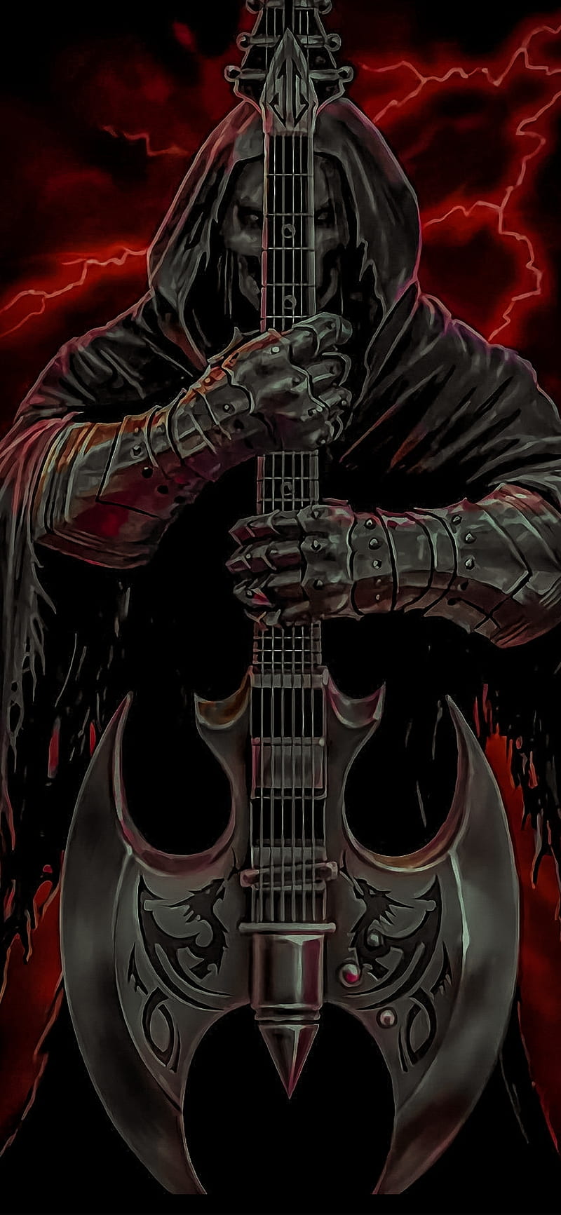 The Death God, god of death, guitar, guitars, music, skeleton, HD phone wallpaper