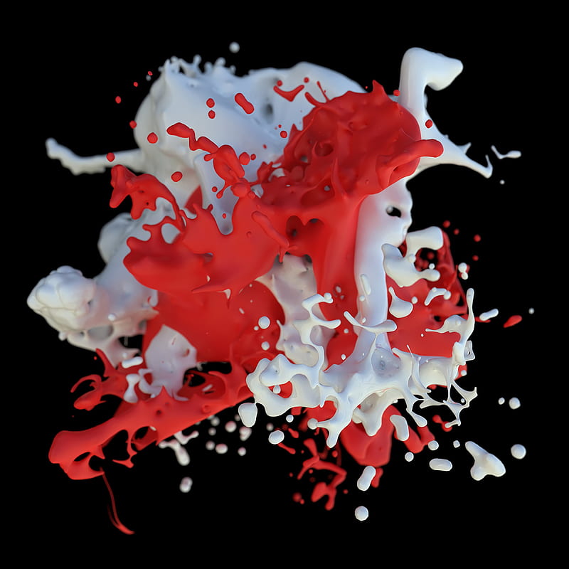 paint, clot, splash, splatter, red, white, mixing, HD phone wallpaper