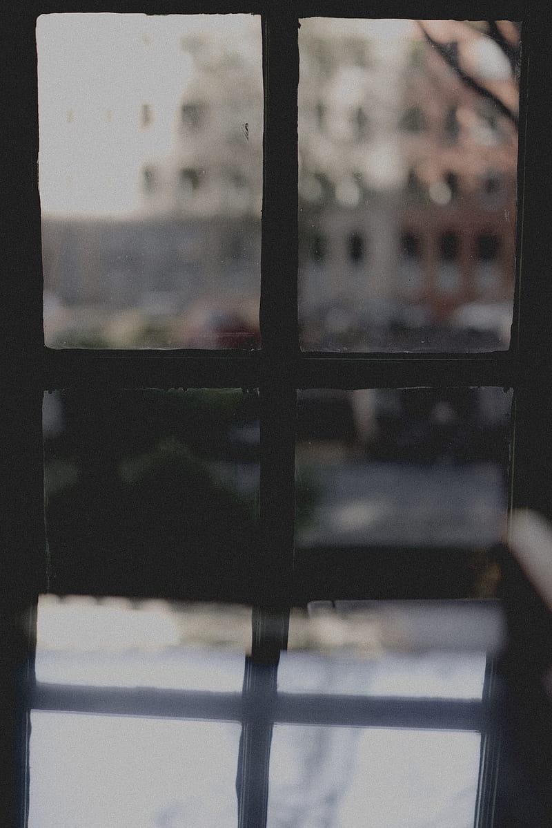 black framed glass 4-pane window, HD phone wallpaper