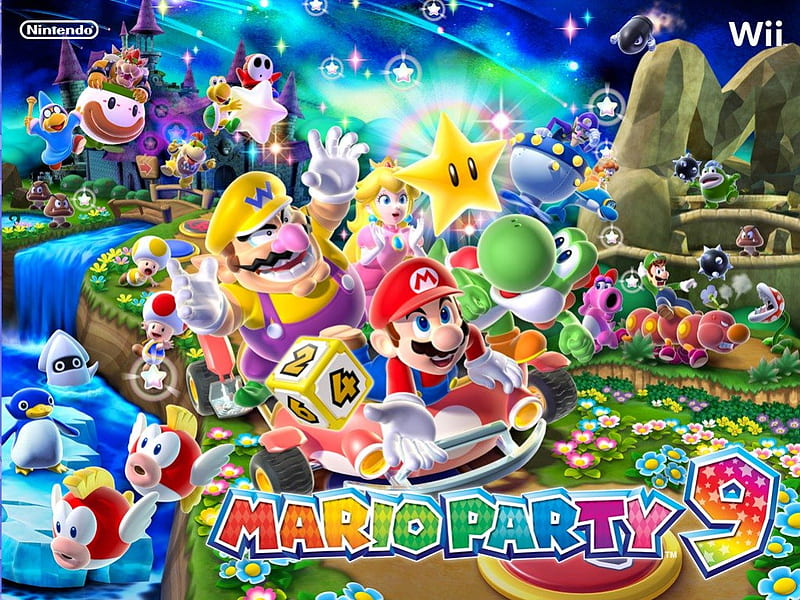 Mario Party 9, Luigi, Koopa Kid, Bowser, Wario, Magikoopa, Waluigi, Star, Shy Guy, Yoshi, Peach, Mario, Koopa, Daisy, Birdo, Toad, HD wallpaper