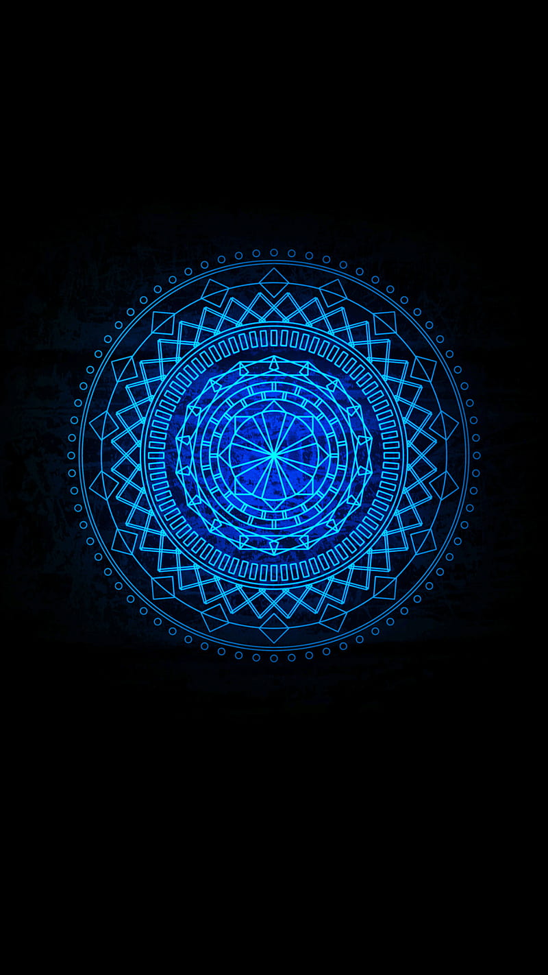 Mandala, black, blue, circle, s7, s8, HD phone wallpaper