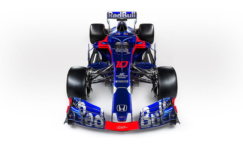 Toro Rosso STR13, 2018, Formula 1, HALO, new racing car, F1, HALO protection, new pilot protection, cockpit protection, Red Bull, HD wallpaper