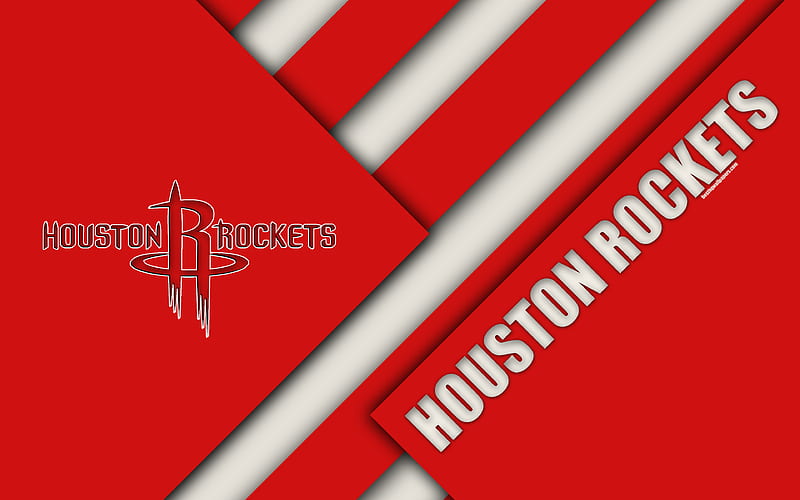 Houston Rockets logo, material design, American Basketball Club, red abstraction, NBA, Houston, Texas, USA, basketball, HD wallpaper