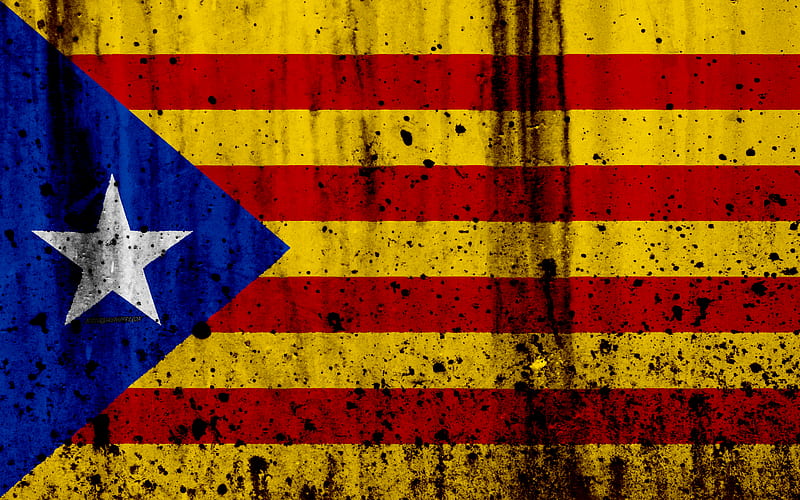 Catalan flag, 4к, grunge, flag of Catalonia, Europe, national symbols, Catalonia, Spain, HD wallpaper
