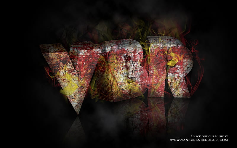 VBR-3D-Fire, rock, band, sparks, digital art, clouds, van buren, flame, stone, hot, reflection, smoke, music, black, chiseled, 3d, cool, logo, letters, dark, HD wallpaper