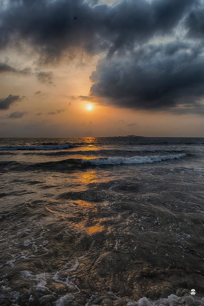 Malpe Beach Udupi, could sunset, india, karnataka, maple beach, ocean, sunset, HD phone wallpaper