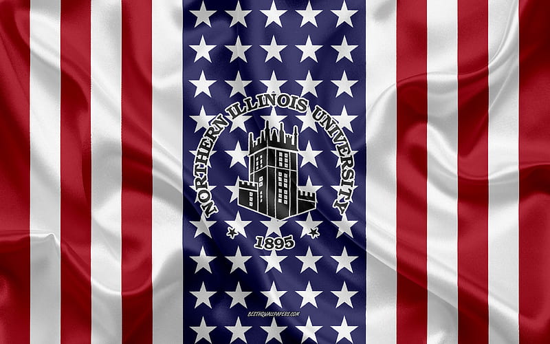 Northern Illinois University Emblem, American Flag, Northern Illinois University logo, DeKalb, Illinois, USA, Northern Illinois University, HD wallpaper