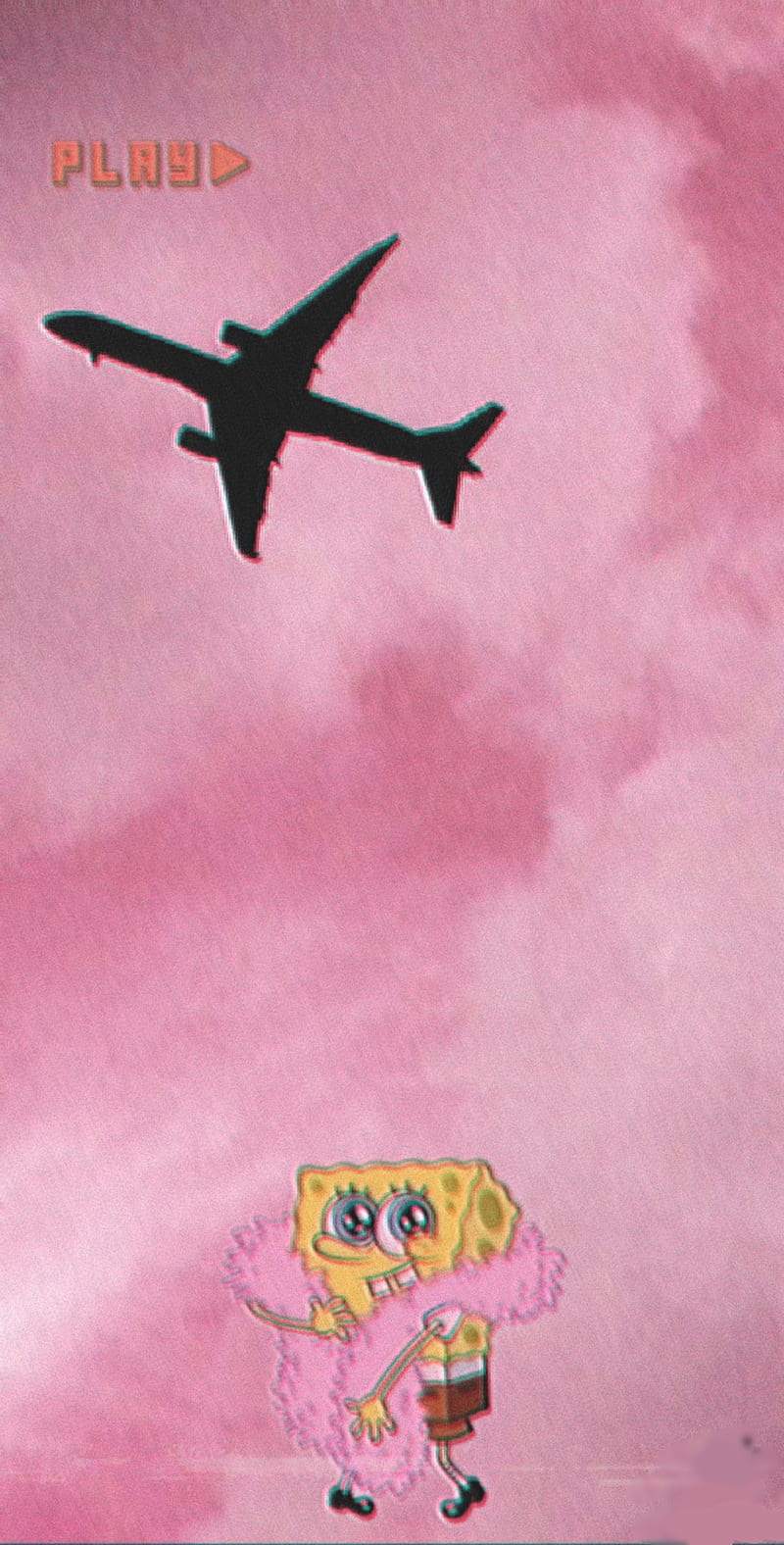 Spongbob, aethistic, airplane, flight, vintage, HD phone wallpaper