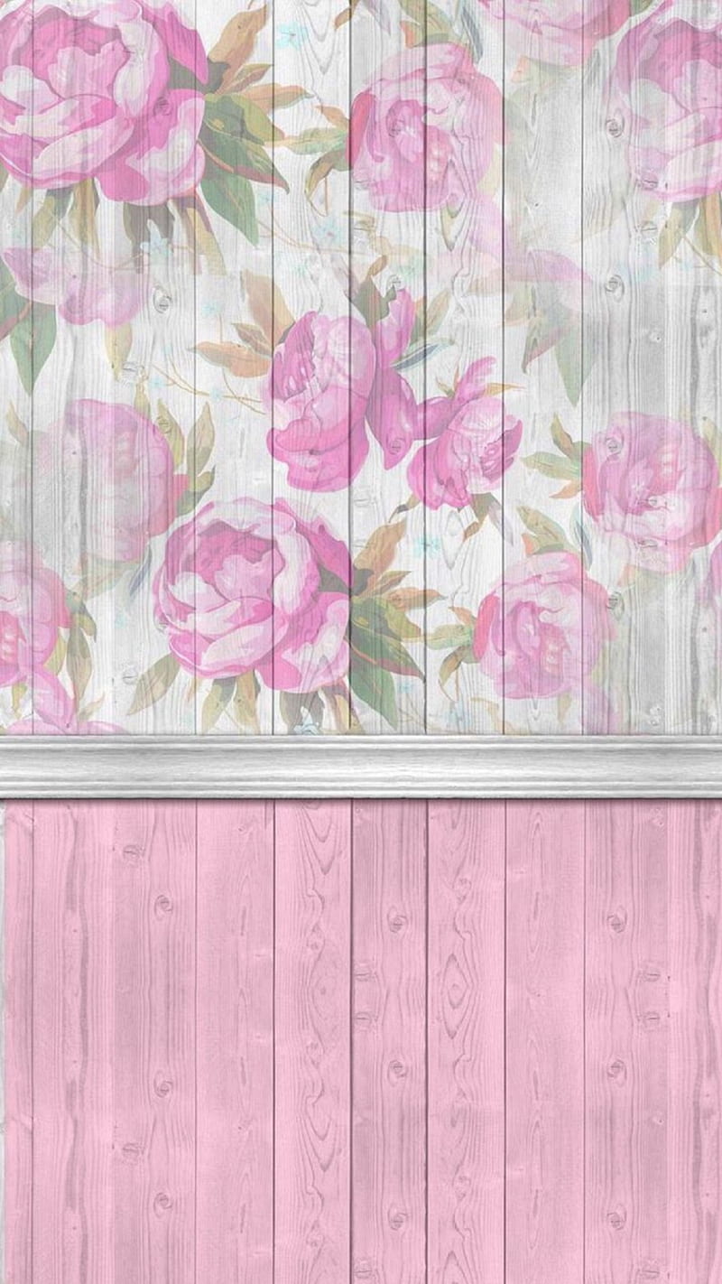 wood floral, cute, pastel, pattern, pink, HD phone wallpaper
