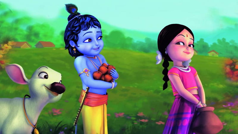 Animation Of Krishna With Girl Krishna, HD wallpaper