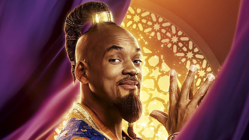 Aladdin (2019), poster, aladdin, movie, man, genie, Will Smith, actor, disney, HD wallpaper