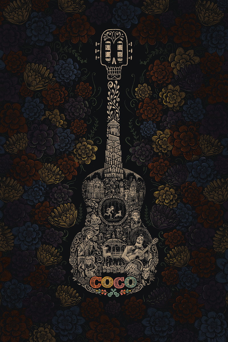 Coco, 929, abstract, best, cool, floral, guitar new, pattern, HD phone wallpaper