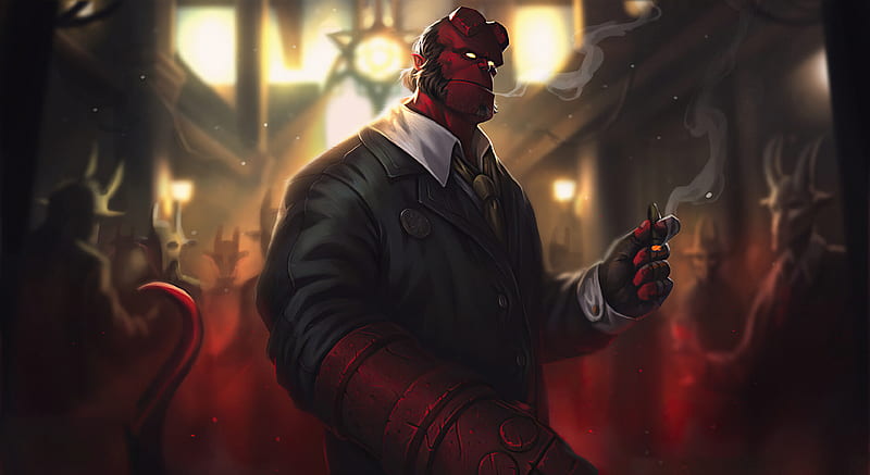 Hellboy With Cigar , hellboy, superheroes, artist, artwork, digital-art, artstation, HD wallpaper