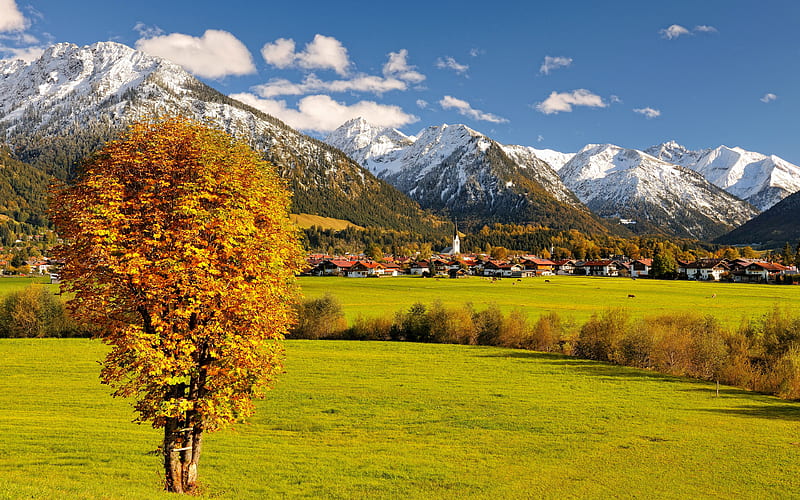 Allgaeu autumn, mountains, Europe, Germany, HD wallpaper