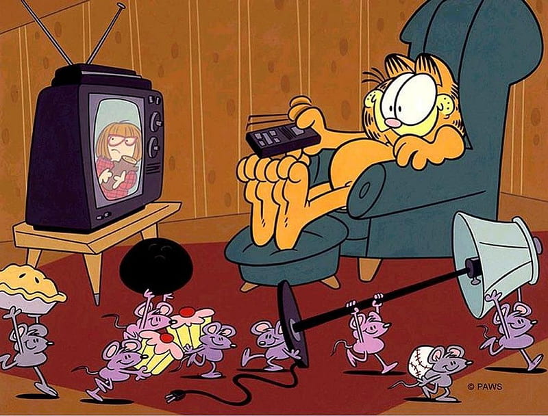 tricky mice, watches, remote-control, garfield, tv, HD wallpaper