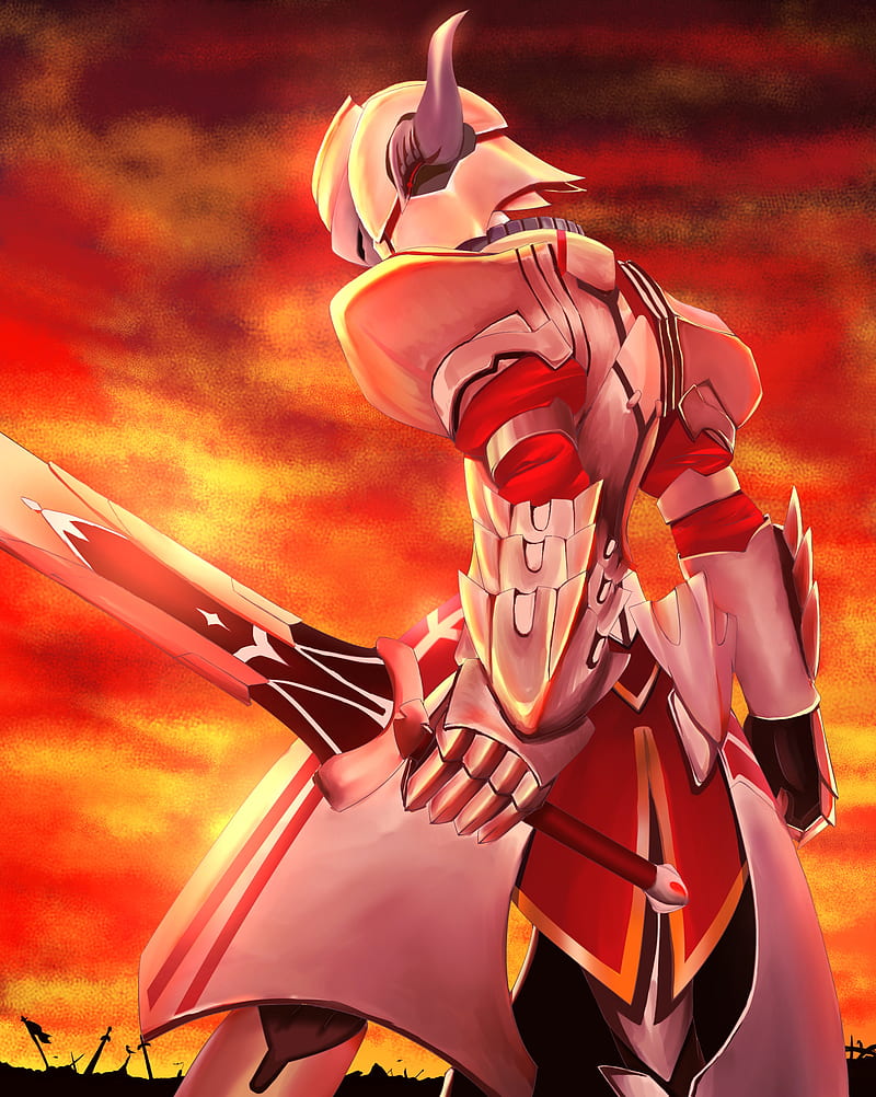 anime, armor, knight, sword, weapon, helmet, Saber of Red, HD phone wallpaper