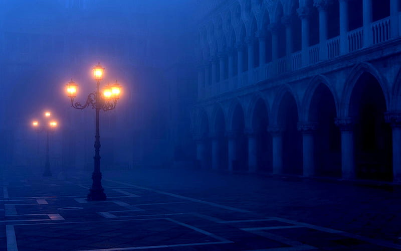 WINTER NIGHT, Venice, the area winter, Piazza San Marco, Italy, night, winter, HD wallpaper