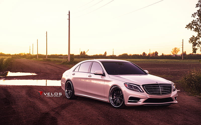 Velos Wheels, tuning, Mercedes-Benz S550, W222, 2017 cars, Velos S10, pink s-class, Mercedes, HD wallpaper