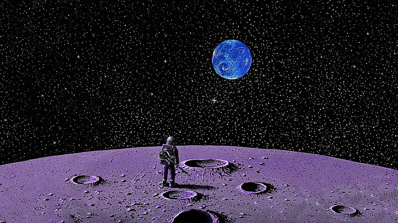 Astronaut Guitar Moon, astronaut, artist, artwork, digital-art, HD wallpaper