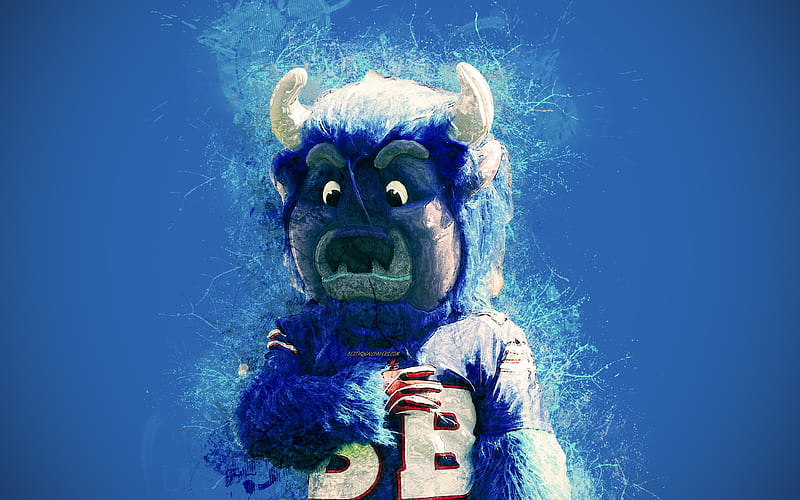 Billy Buffalo, official mascot, Buffalo Bills art, NFL, USA, paint art, National Football League, NFL mascots, HD wallpaper