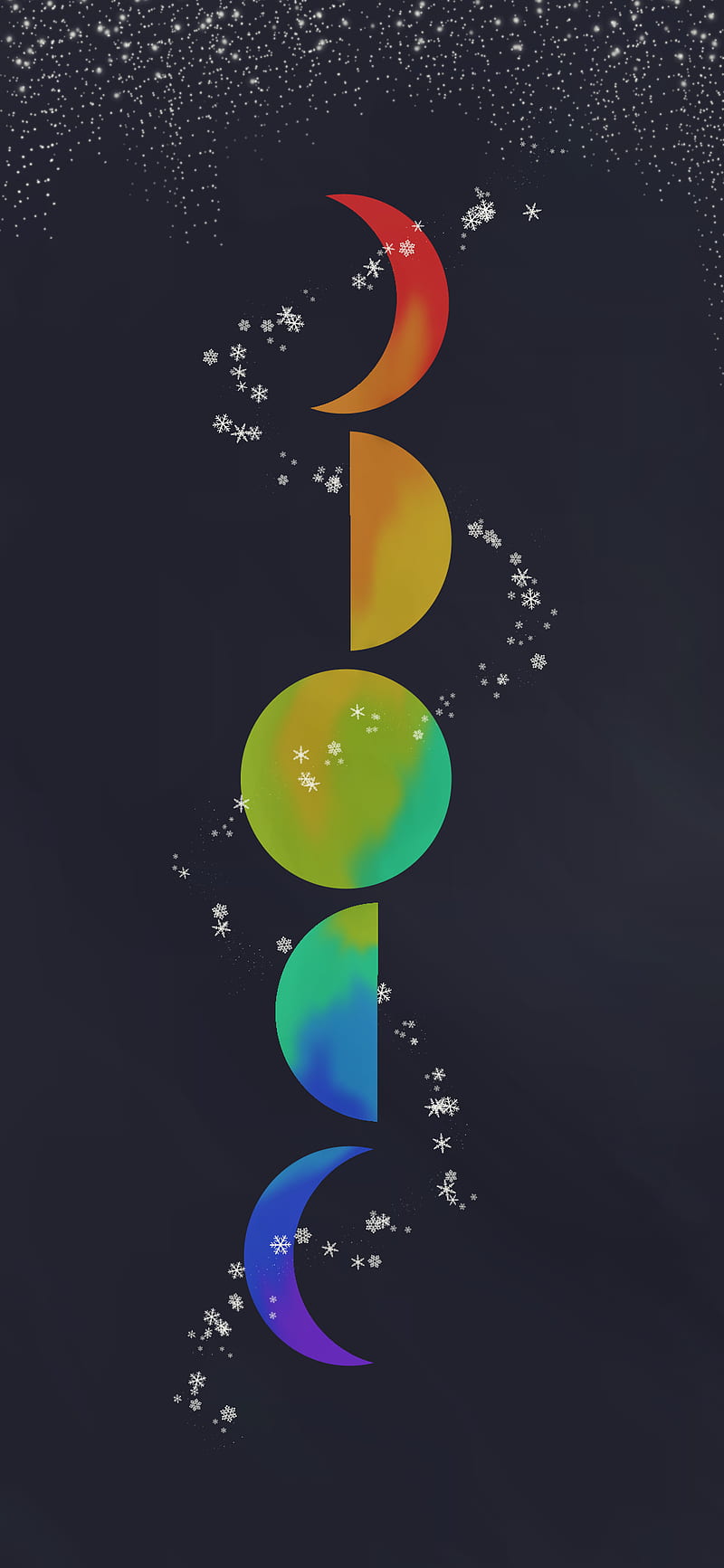 Yule Moon Phases, moon phases, rainbow, yule, HD phone wallpaper | Peakpx