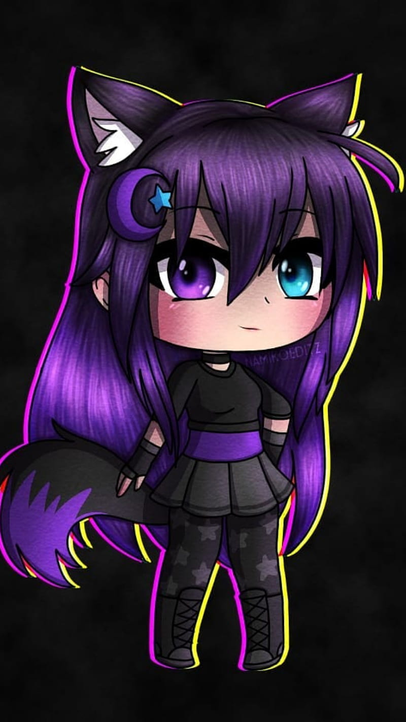 Purple wolf, anime, gacha life, HD phone wallpaper | Peakpx