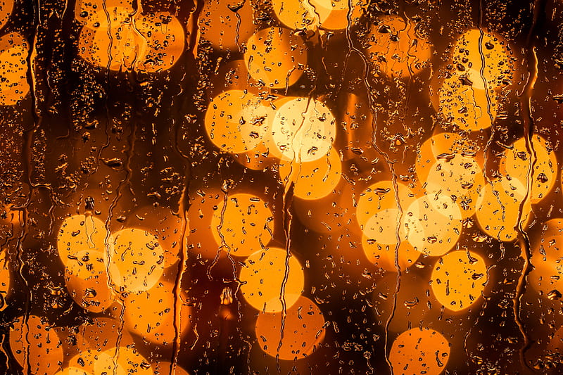 Rain Drops Orange Bokeh Lights , bokeh-effect, lights, graphy, rain, drops, HD wallpaper