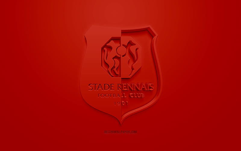 Stade Rennais FC, creative 3D logo, red background, 3d emblem, French football club, Ligue 1, Rennes, France, 3d art, football, stylish 3d logo, HD wallpaper