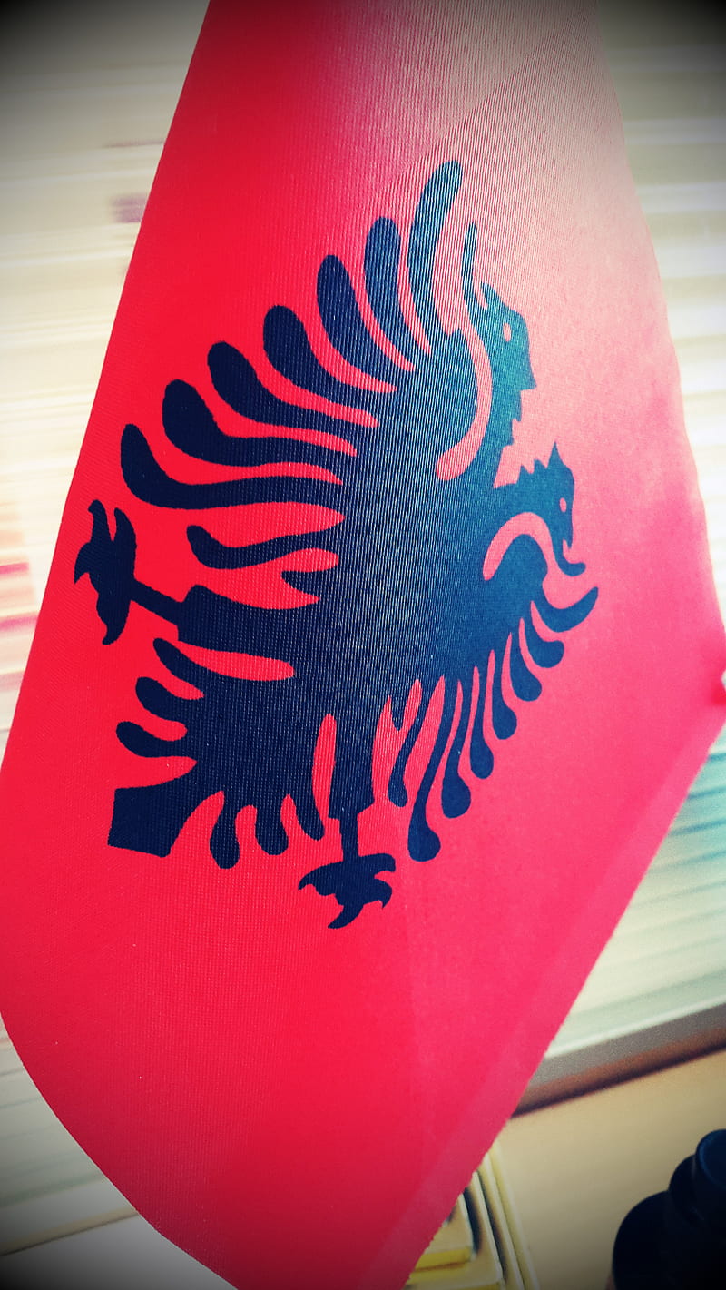 albania flag, black, filtre, good, live, nice, no, red, HD phone wallpaper