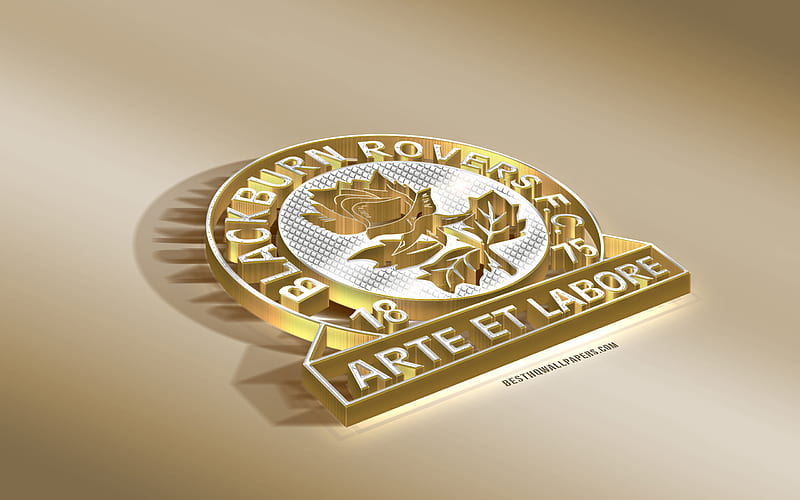 Blackburn Rovers FC, English football club, golden silver logo, Blackburn, England, EFL Championship, 3d golden emblem, creative 3d art, football, HD wallpaper