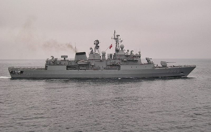 TCG Yildirim, F-243, Turkish frigate, Turkish Navy, Turkish warships, Yavuz-class frigate, HD wallpaper