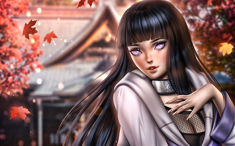 Hinata Hyuga, autumn, Naruto characters, Hyuga, Uzumaki Hinata, Naruto, artwork, HD wallpaper