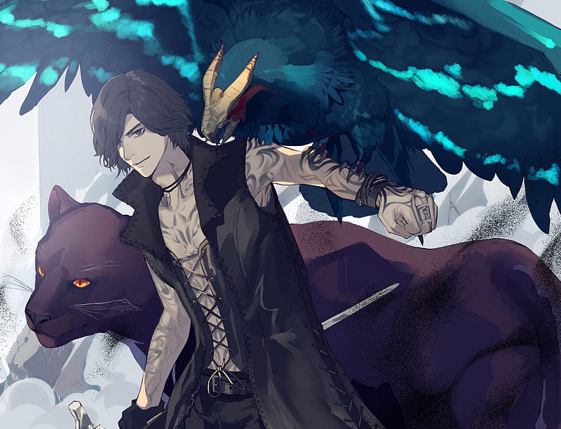 v character, shadow, griffon, anime style, devil may cry 5, Anime, HD wallpaper